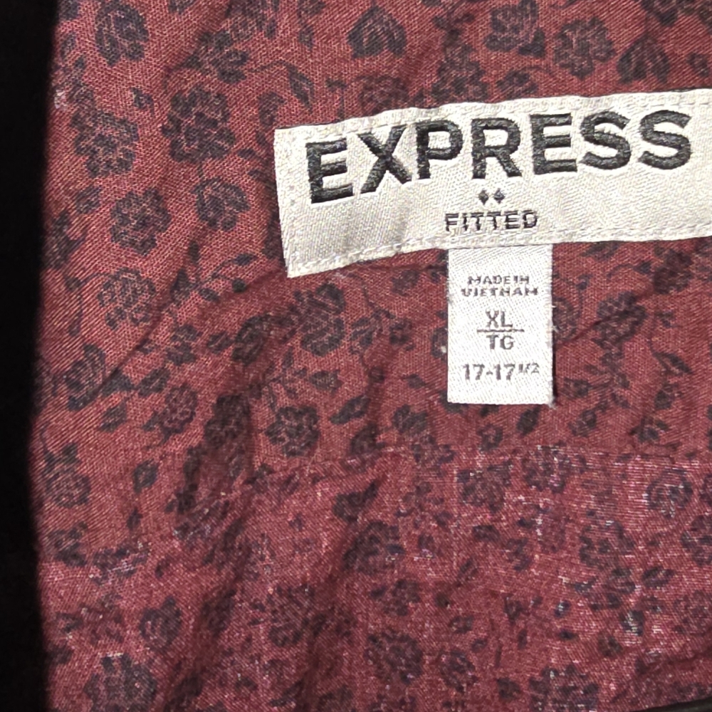 Express Red Dress Shirt with Textured Pattern